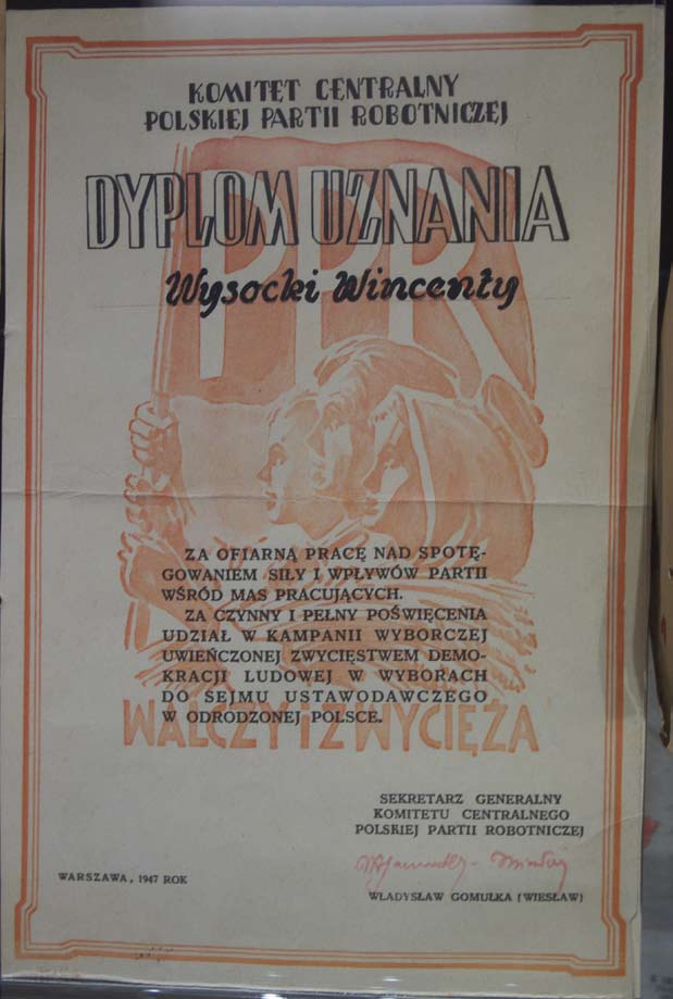 Ustanowienie władzy komunistycznej w Polsce i odbudowa kraju ze zniszczeń wojennych Dyplom uznania