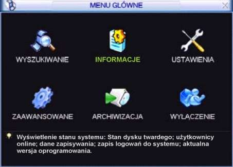 OBSŁUGA REJESTRATORA 4.1.2 Menu główne Rys. 4-1. Ekran logowania. Po zalogowaniu zostanie wyświetlony ekran z głównym menu (rys. 4-2).