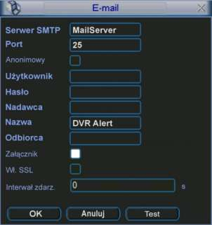 STRUKTURA MENU I OPIS DOSTĘPNYCH FUNKCJI W wyniku, w obu przypadkach, zostanie wyświetlona strona wyszukiwana. EMAIL Interfejs ustawień wiadomości e-mail jest pokazany na rysunku 5-14.