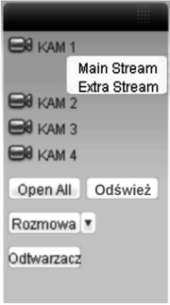 DOSTĘP PRZEZ PRZEGLĄDARKĘ IE Do uruchomienia podglądu konieczny jest odpowiedni poziom uprawnień. Nie jest możliwy podgląd, gdy zalogowany użytkownik nie ma uprawnień do podglądu choćby 1 kanału. Rys.