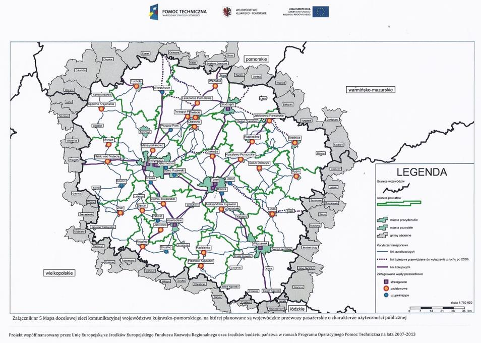 W planie wojewódzkim przyjęto, że powiązania pomiędzy wojewódzkimi, powiatowymi i gminnymi oraz międzywojewódzkimi i międzynarodowymi przewozami pasażerskimi, następować będą w zintegrowanych węzłach