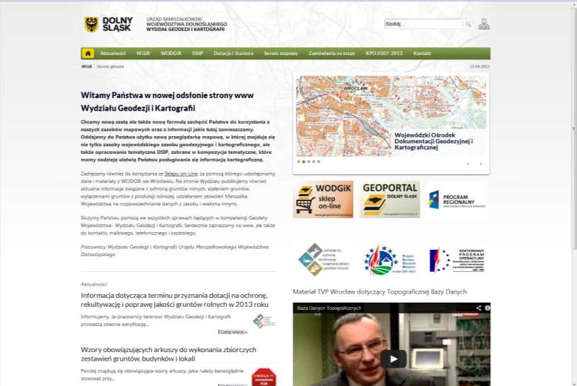 GEOPORTAL uruchomienie aplikacji 1. Wpisanie adresu www.geoportal.dolnyslask.pl w oknie przeglądarki 2.