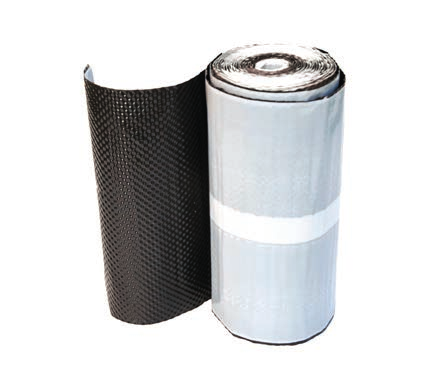 Taśma kominowa DR 3D Uszczelnienie połączeń dachu z kominem lub ścianą, uszczelnienie wykuszy i okien dachowych. Taśma wykonana z warstwy tłoczonego aluminium.