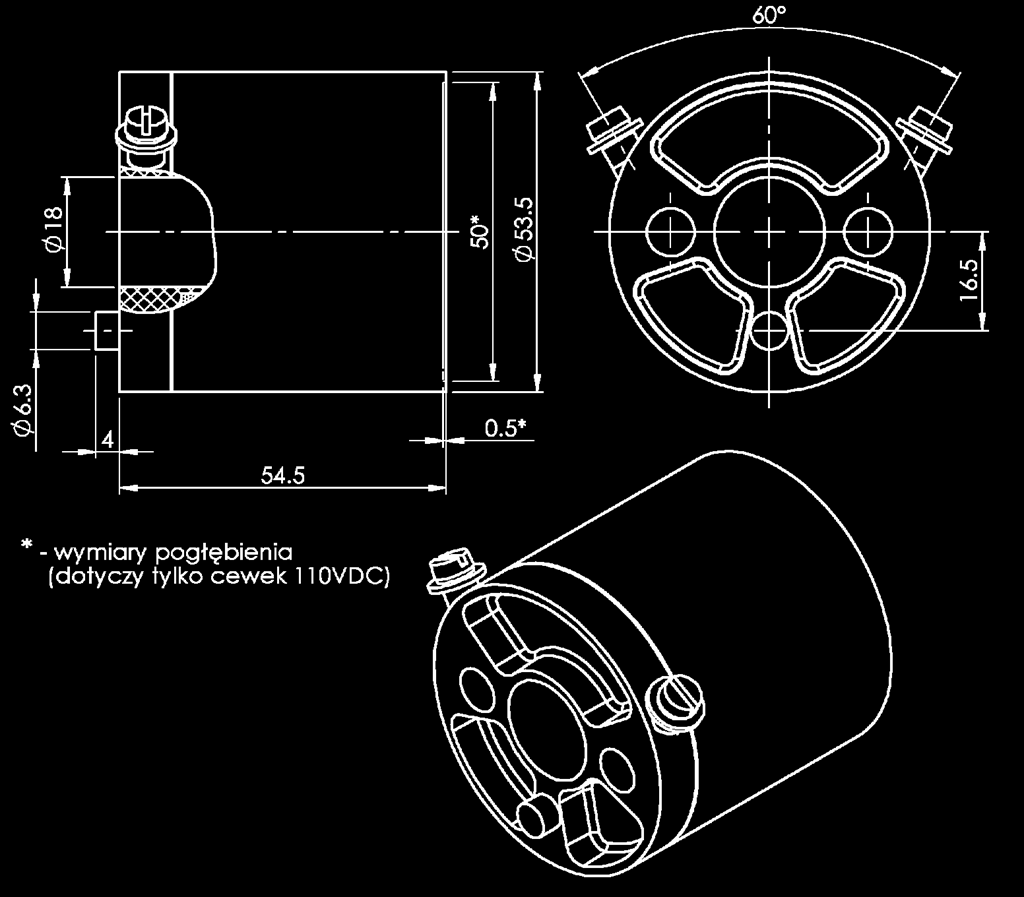 Cewka FAE-34050-T ZASTOSOWANIE: Jako część zamienna zaworów elektropneumatycznych. Parametry użytkowe oraz wymiary montażowe gwarantują pełną zamienność z cewkami N-34050.