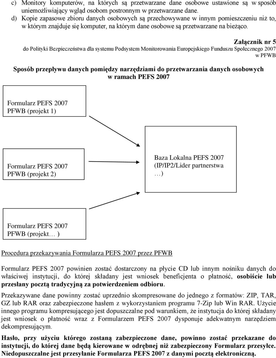 Załącznik nr 5 do Polityki Bezpieczeństwa dla systemu Podsystem Monitorowania Europejskiego Funduszu Społecznego 2007 w PFWB Sposób przepływu danych pomiędzy narzędziami do przetwarzania danych