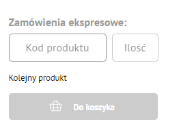 Zakup z poziomu koszyka / Nie trzeba wyświetlać listy produktów, ani karty produktu / Istnieją dwie możliwości dodania produktów: poprzez import przygotowanego wcześniej pliku CSV lub poprzez