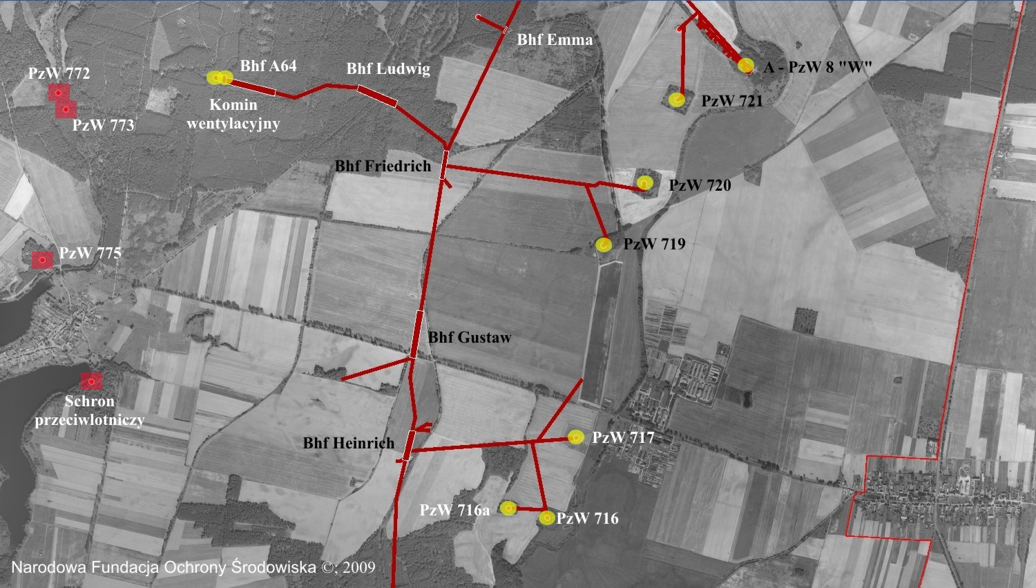 Ryc. 2. Przebieg podziemnego systemu C.O. MRU (część środkowa).