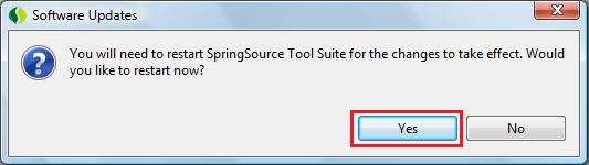 5. Po zaakceptowaniu warunków licencji instalator rozpocznie kopiowanie odpowiednich plików. 6. Po zakończeniu pracy instalatora należy ponownie uruchomić SpringSource Tool Suite. 7.