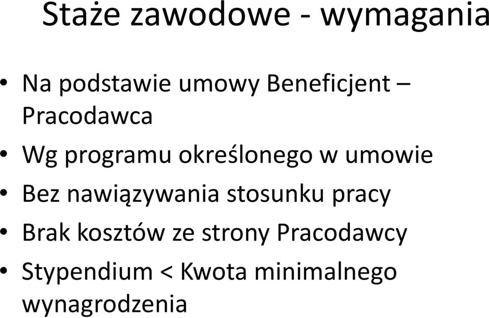 umowie Bez nawiązywania stosunku pracy Brak kosztów