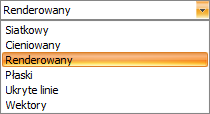 Widok wydruku: jeżeli opcja jest zaznaczona, należy wybrać predefiniowany widok z listy. Lista zawiera wszystkie widoki zdefiniowane za pomocą polecenia SEE P3D > Drukuj > Określ widok wydruku.