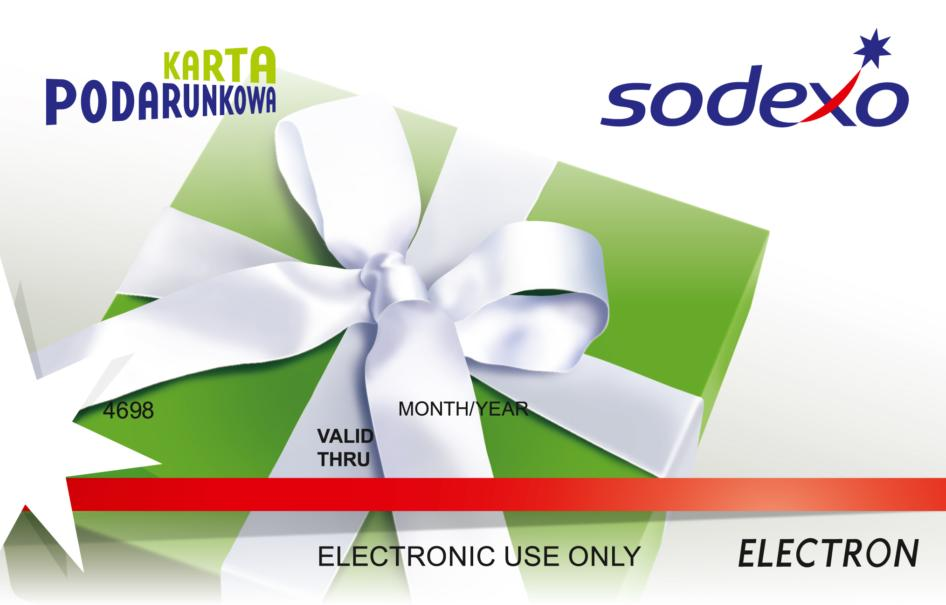 Awers Karty Podarunkowej SODEXO b) Kupon Rabatowy do kuponów wartościowych SODEXO oraz Kart Podarunkowych