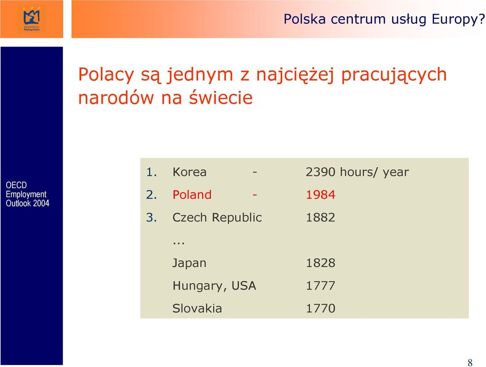świecie OECD Employment Outlook 2004 1.