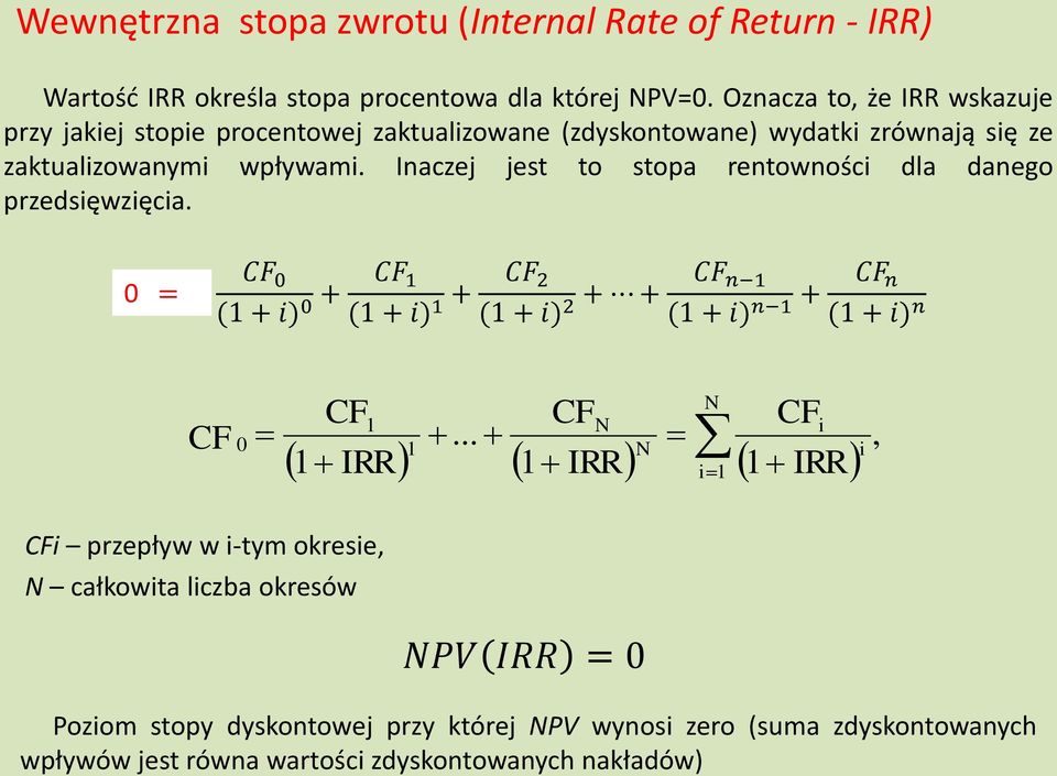 Inaczej jest to stopa rentowności dla danego przedsięwzięcia.