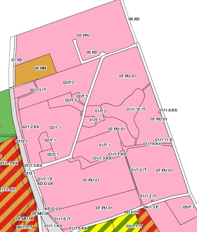 przeznaczenie w miejscowym planie zagospodarowania przestrzennego: 07.PU.