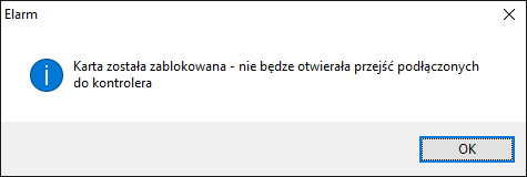 Po zaznaczeniu osoby i kontrolera oraz wciśnięciu klawisza Sprawdź kartę program wyświetli - które ieszczenia otwiera karta.