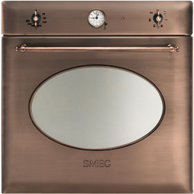 Piekarnik elektryczny, wysokość 60 cm 6 funkcji Emalia łatwoczyszcząca Ever Clean EAN13: 8017709182069 ESTETYKA / STEROWANIE Miedź Miedziane pokrętła Programator analogowy, zegar FUNKCJE / OPCJE /
