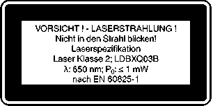 Nigdy nie patrzeć bezpośrednio w strumień lasera. Nie kierować wiązki lasera w żadnym razie na powierzchnie odbijające światło, ludzi lub zwierzęta.