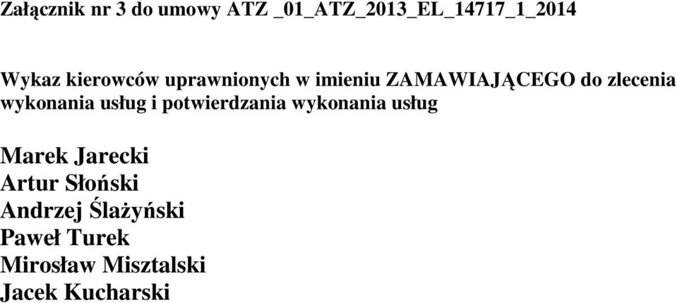 wykonania usług i potwierdzania wykonania usług Marek Jarecki