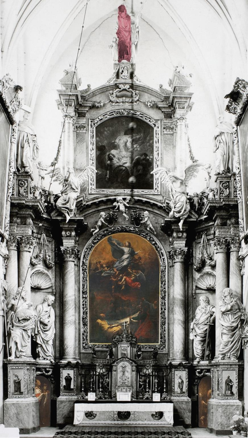 Lubiąż, monastery church, main altar, identification of preserved elements; the project under