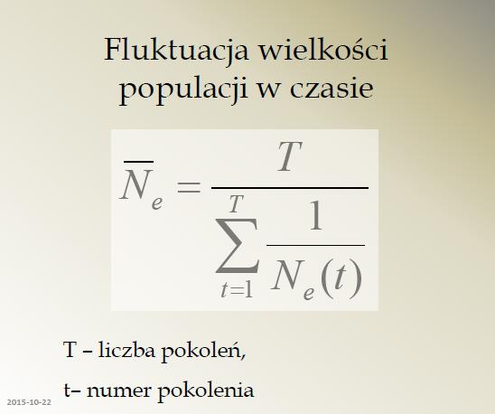 Zadanie 0 Oblicz średnią efektywną wielkość populacji rzeczywistej, która przeszła przez wąskie gardło w