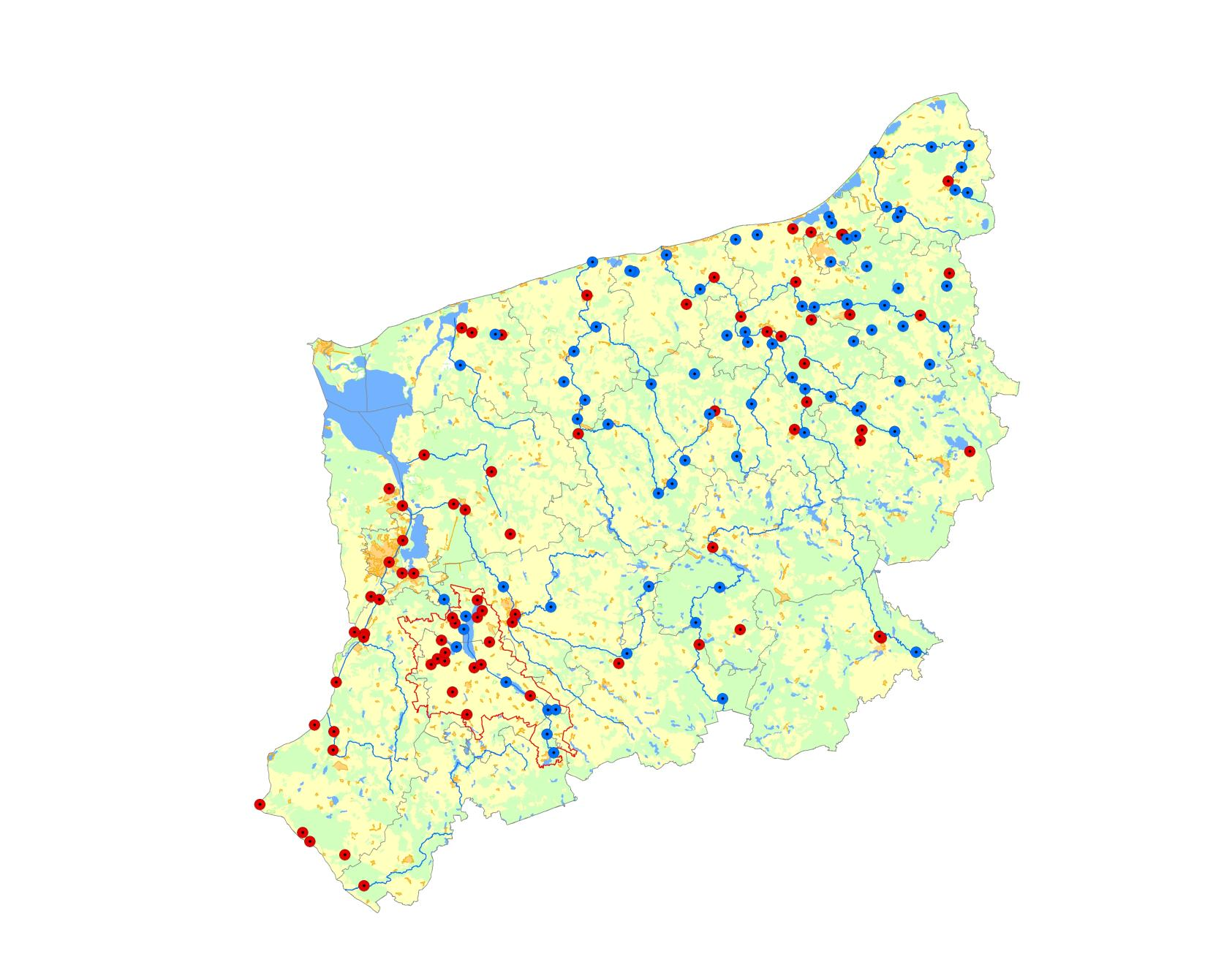 Eutrofizacja rzek 2004-2007 Dla ponad połowy badanych punktów, tj. 80 ze 156 ocenianych, nie stwierdzono przekroczeń wskaźników eutrofizacji.