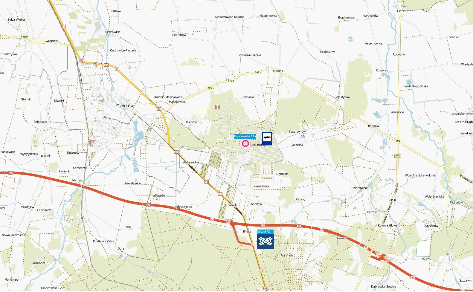 LOKALIZACJA I DOSTĘPNOŚĆ KOMUNIKACYJNA Wizualizacje zostały wykonane przy wykorzystaniu oprogramowania Map data 2016 OpenStreetMap contributors bezpośrednie sąsiedztwo nieruchomości stanowi rozległy,