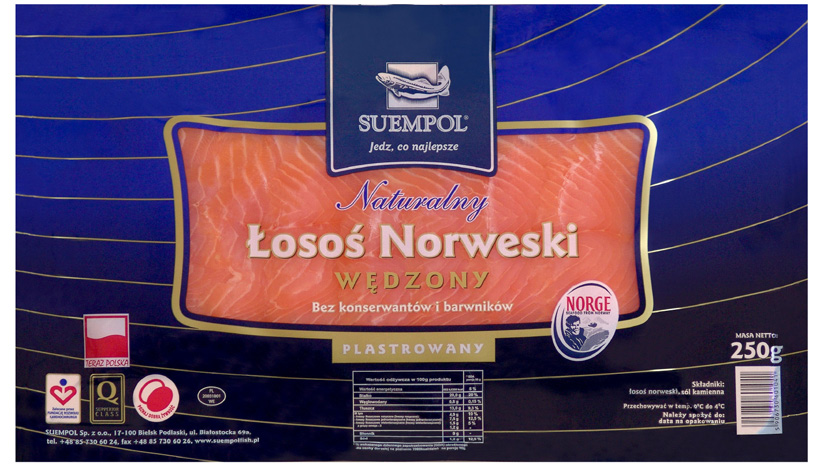 Piątek 16 XII 24,90 12,45 drugi produkt Łosoś norweski wędzony SUEMPOL 250g/1 opak.