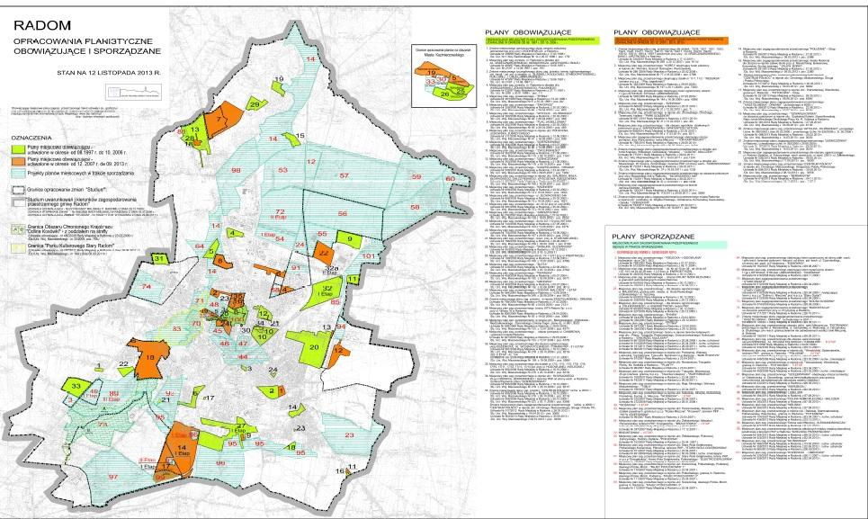 Opracowania planistyczne planów miejscowych dla miasta Radomia (stan na 1.11.