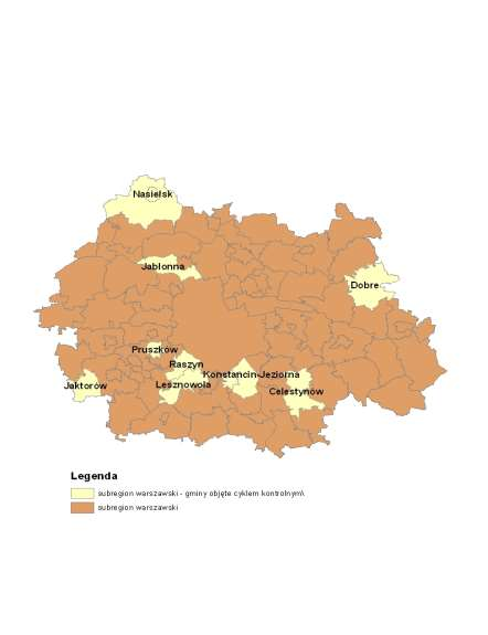 CYKL KONTROLNY WIOŚ ZEBRANE ODPADY Gminy objęte cyklem kontrolnym (9 gmin na 70 w subregionie) Gmina Ludność Masa zebranych odpadów w 2012 r.