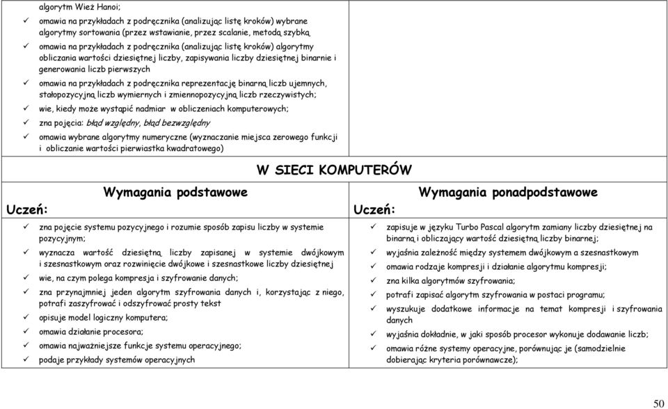 binarną liczb ujemnych, stałopozycyjną liczb wymiernych i zmiennopozycyjną liczb rzeczywistych; wie, kiedy moŝe wystąpić nadmiar w obliczeniach komputerowych; zna pojęcia: błąd względny, błąd