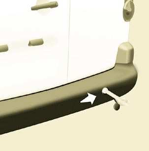Holowanie pojazdu 152 HOLOWANIE WŁASNEGO POJAZDU Zaczep holowniczy znajduje się w torbie narzędziowej pod prawym fotelem. Bez podnoszenia (cztery koła na ziemi) Należy zawsze stosować pręt holowniczy.