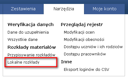 1. Rozkłady materiałów Oprogramowanie dziennika elektronicznego MobiReg umożliwia wykorzystanie prze nauczyciela rozkładów materiałów.