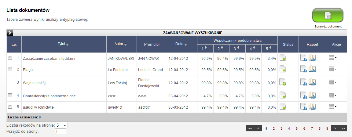 IV. Raport podobieństwa i jego interpretacja W celu zapoznania się z Raportem podobieństwa należy: 1. Zalogować się do systemu (wykonać działania wymienione w punkcie II.