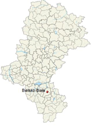 1.2. Lokalizacja projektu Miasto miasto na prawach powiatu w południowej Polsce, w województwie śląskim, na Pogórzu Śląskim, u stóp Beskidu Małego i Beskidu Śląskiego, nad rzeką Białą.