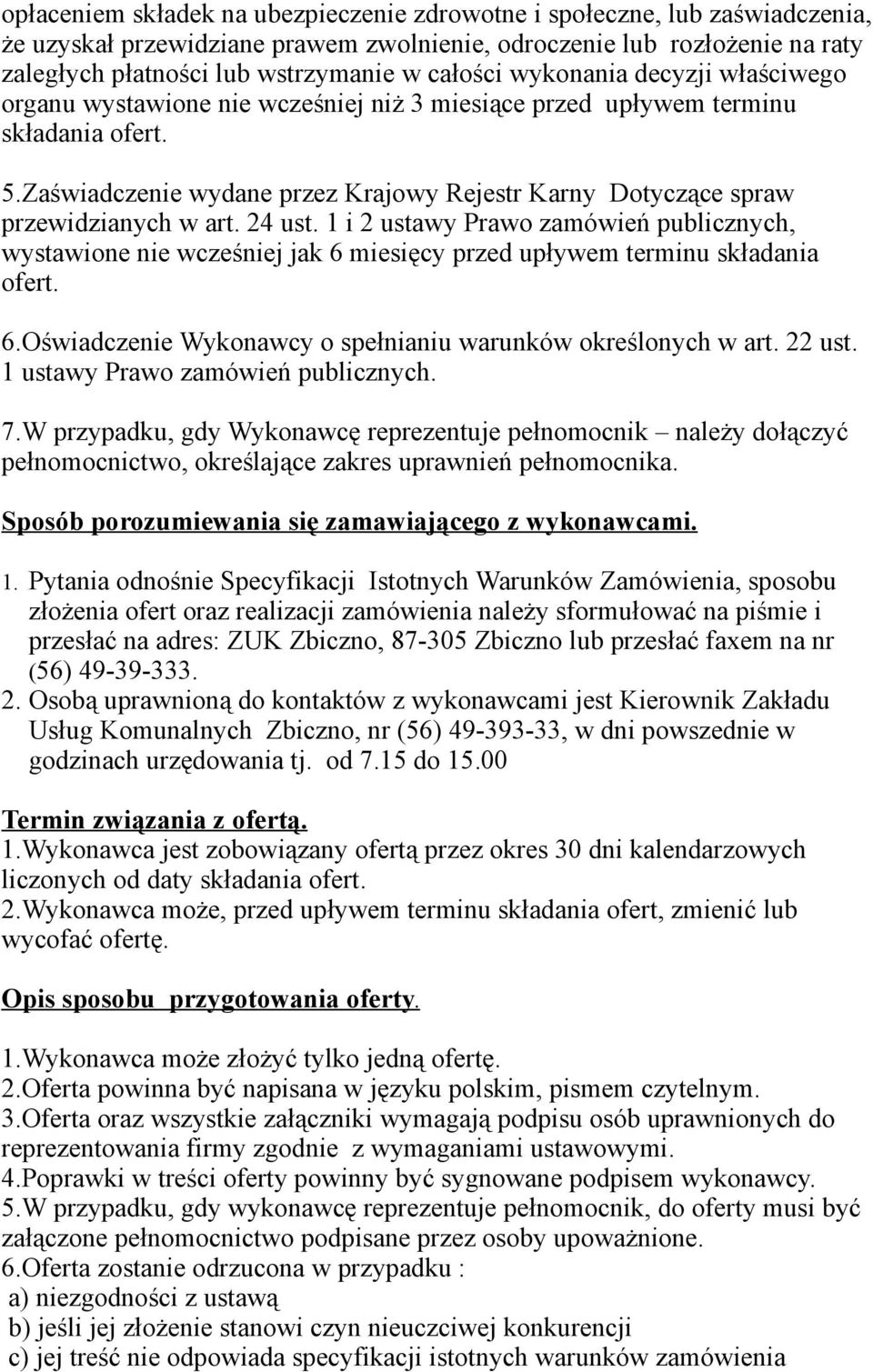 Zaświadczenie wydane przez Krajowy Rejestr Karny Dotyczące spraw przewidzianych w art. 24 ust.