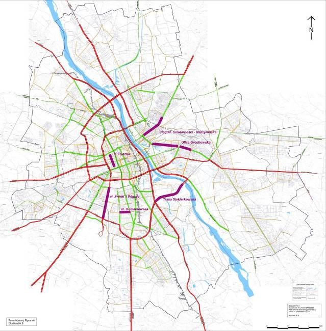 Projekty pilotowe (1,4 km) klasa GP: Trasa Siekierkowska (Czerniakowska Wał Zawadowski) km Ul. Żwirki i Wigury (Hynka Batorego) km klasa G: ul.