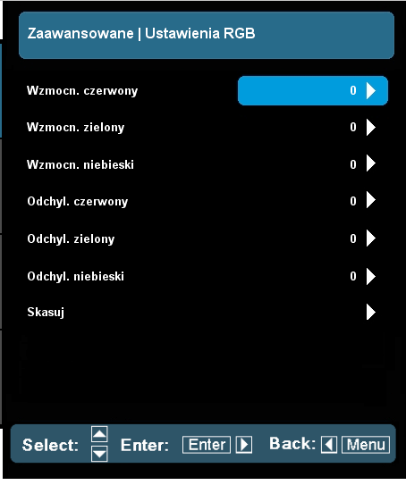 Elementy sterowania użytkownika (*) Wyłącznie dla HDMI. Jeśli ustawisz na temperaturę ciepłą, obraz będzie wyglądał bardziej czerwono.