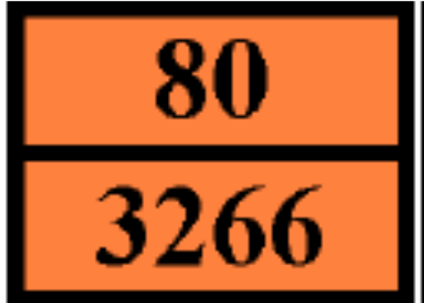 14.6 Szczególne środki ostrożności dla użytkownika 14.6.1 Transport lądowy Numer identyfikacyjny zagrożenia (nr Kemler) 80 Kod klasyfikacja C5 Pomarańczowe tablice Kategoria tunelu Wyłączone ilości (ADR) Kod EAC E E1 2X 14.