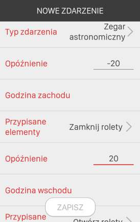 W celu usunięcia funkcji czasowej należy z menu kontekstowego wybrać opcję Usuń. Scenę można także usunąć poprzez przesunięcie elementu w bok i potwierdzenie operacji usuwania.