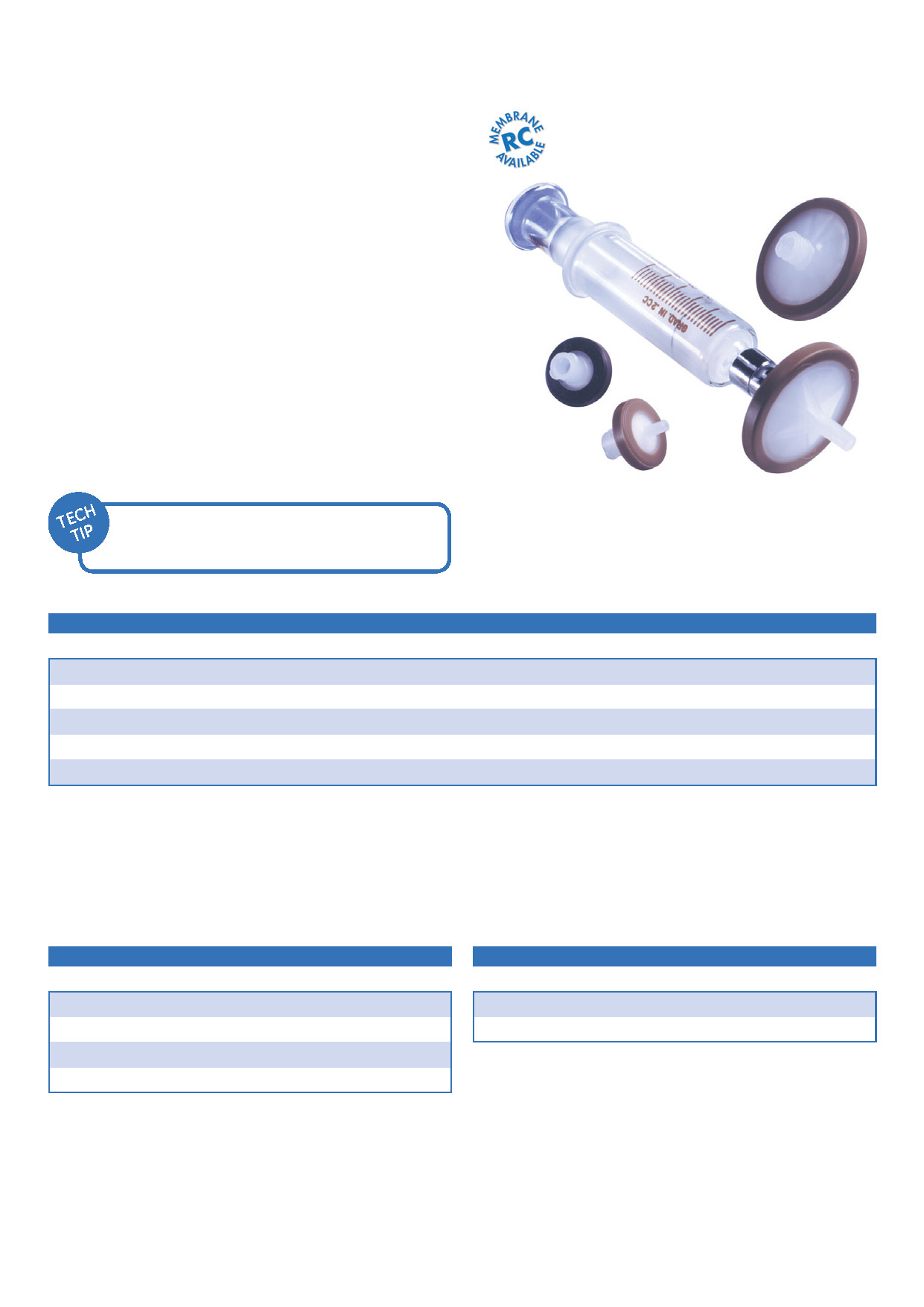 Analizy HPLC/UHPLC Filtry strzykawkowe SPARTAN dla próbek łatwych do filtrowania Filtry strzykawkowe SPARTAN znajdują zastosowanie dla większości próbek przygotowywanych do HPLC.