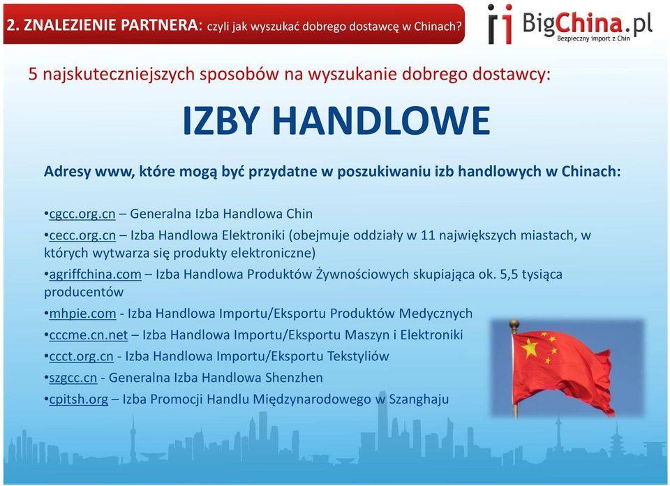 cn Generalna Izba Handlowa Chin cecc.org.cn Izba Handlowa Elektroniki (obejmuje oddziały w 11 największych miastach, w których wytwarza się produkty elektroniczne) agriffchina.