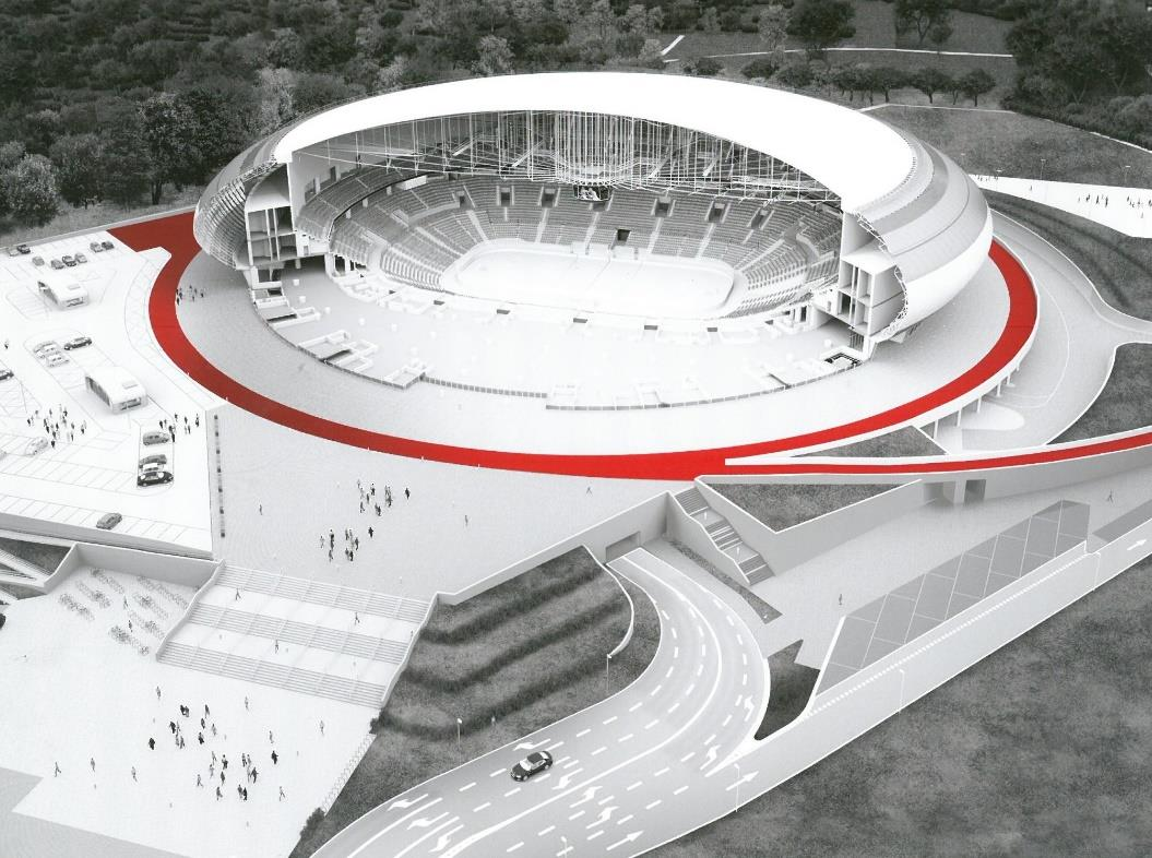 TAURON Arena Kraków w liczbach Powierzchnia płyty 4546 m 2 Wysokość hali od płyty do ekranu CUBE Wysokość hali przy demontażu ekranu CUBE