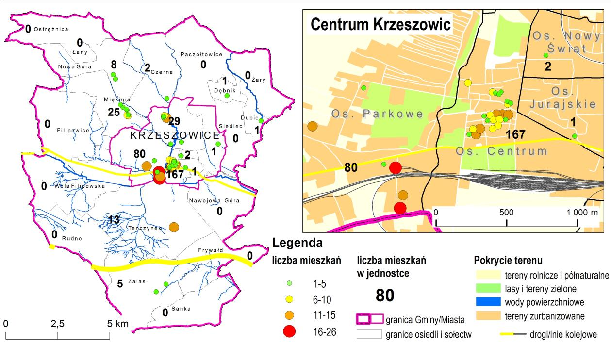 2.5.2 Zasób komunalny gminy Wg informacji Urzędu Miejskiego w Krzeszowicach zasób komunalny obejmuje (stan na 2016 r.) 335 lokali mieszkalnych w 53 budynkach.