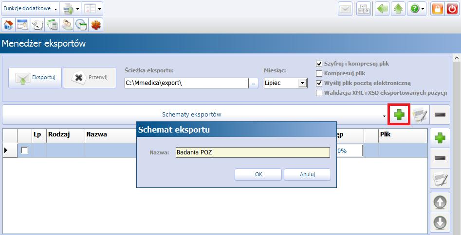 Schematy eksportów Rozdział Schematy eksportów 2 Planowania eksportów dokonuje się za pomocą funkcjonalności definiowania schematów różnych eksportów (DEKL, SWIAD, ZBPOZ, LIOCZ etc.).