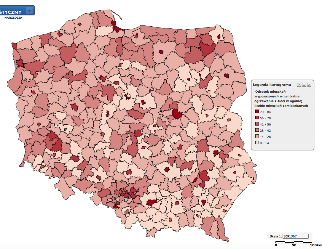 Odsetek mieszkań wyposażonych