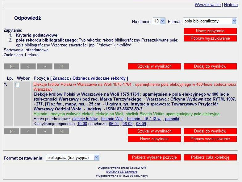 W razie potrzeby istnieje możliwość zawężenia wyników poprzez dodanie kolejnych kryteriów wyszukiwawczych np.