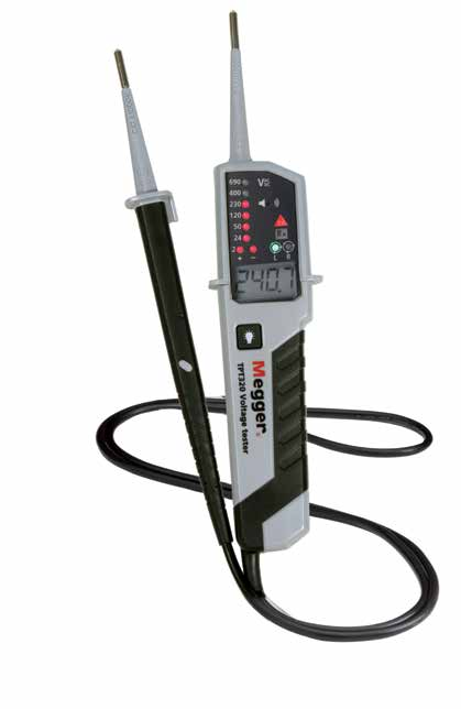 Tester apięcia, tester giazdek istalacyjych TPT320 Testery apięcia Pomiar apięcia AC/DC w zakresie od 12 V do 690 V Wskazaie ciągłości obwodu Wskazaie kolejości wirowaia faz Wyświetlacz LCD i LED