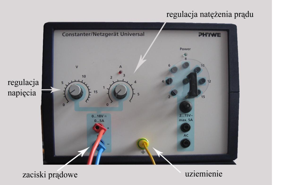 6 Rys. 8. Zasilacz elektromagnesu. Podczas pomiarów należy regulacją napięcia ustawić napięcie na około 14 woltów.