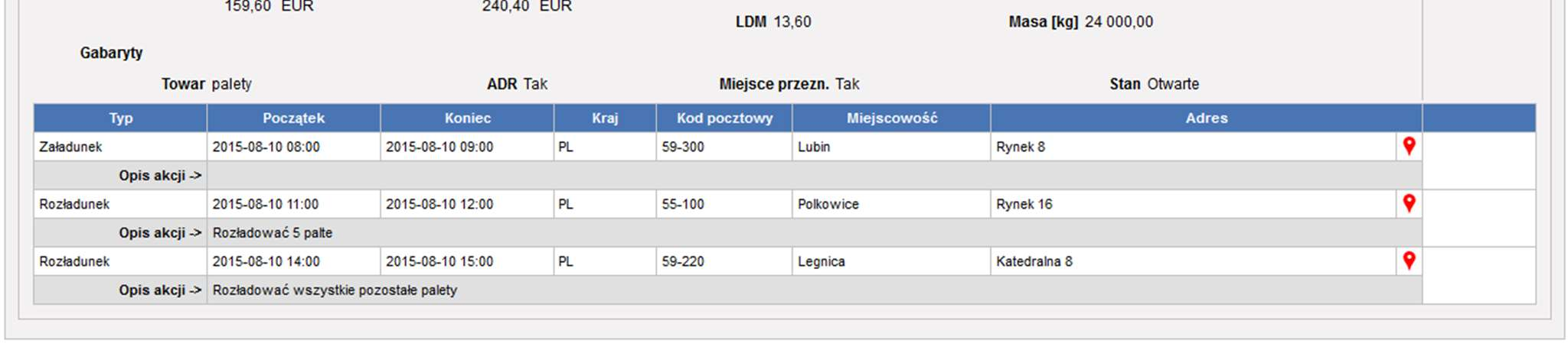 Rys. 140 Uruchomienie wydruku relacji Zlecenie drukowane jest w języku ustawionym dla podwykonawcy. Wybrane elementy treści i grafiki można modyfikować w konfiguracji icargo. Na Rys.