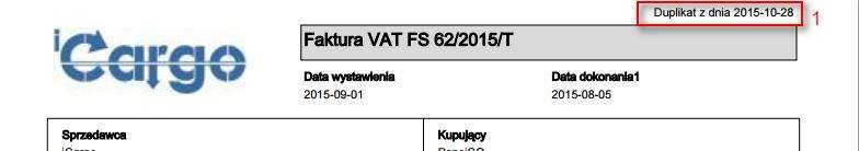 Nowy szablon faktury można uruchomić po zapisaniu faktury. Klikamy wówczas na przycisk drukarki - Rys.